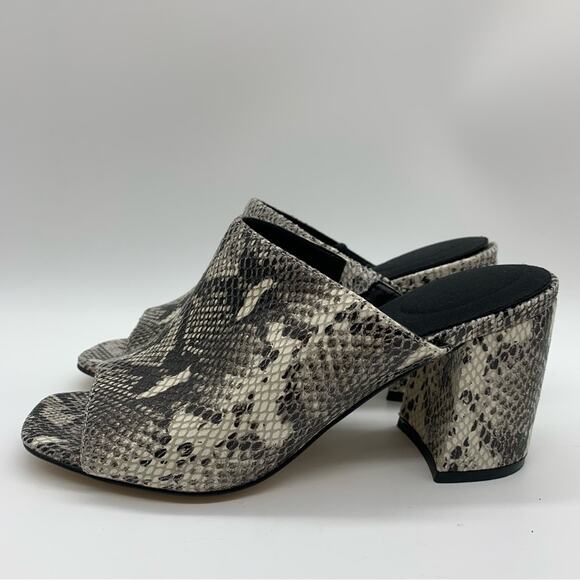 NWOT Marc Fisher Resa Snakeskin Print Block Heel Sandal In Black/Cream Size 7 - Picture 10 of 16